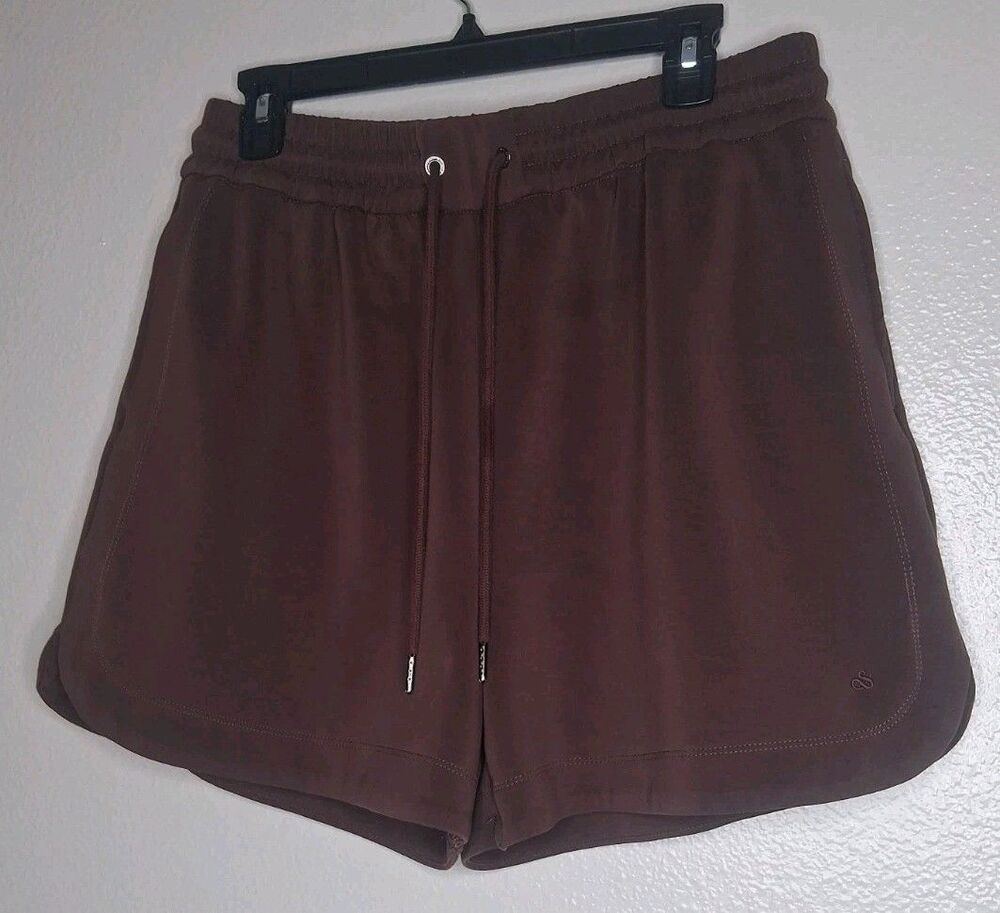 Scotch & Soda Curved Hem Drawstrings Pockets Shorts Modal Blend Brown Women's L - Picture 11 of 15